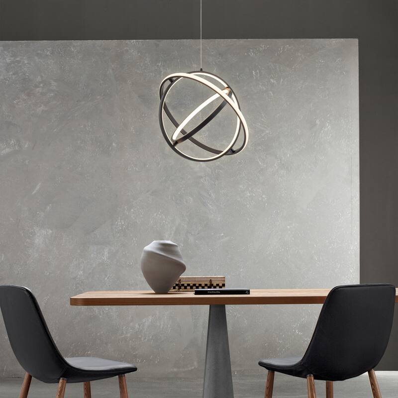 C Cattleya 16-inch 3000K Adjustable Globe Modern LED Chandelier - Black