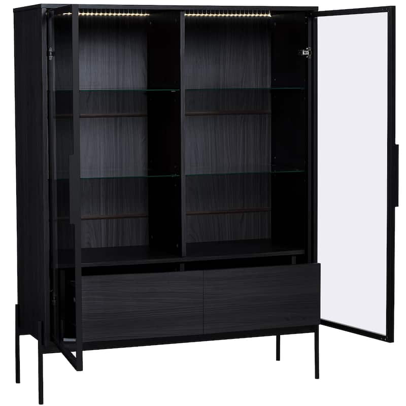 51.2"Tall Lighted Display Cabinet with Tempered Glass Door