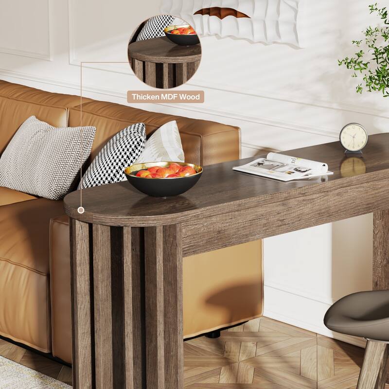 59 Inches Bar Table, Farmhouse Counter Height Table with Geometric Frame