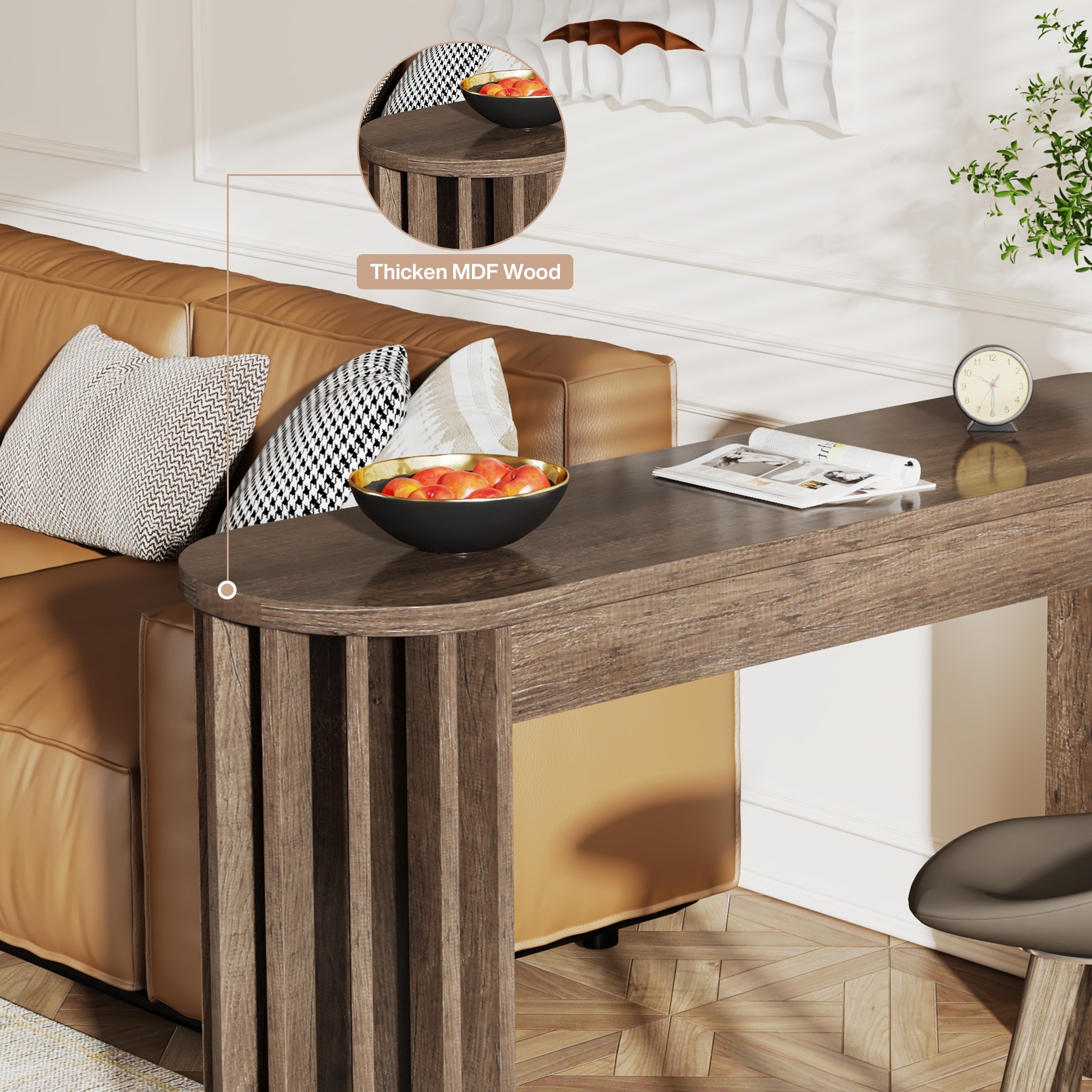 59 Inches Bar Table, Farmhouse Counter Height Table with Geometric