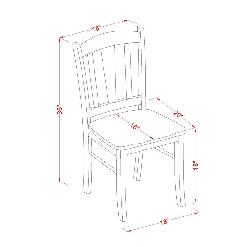 East West Furniture Dublin Kitchen Dining Chairs - Slat Back Wood Seat Chairs, Set of 2, (Finish Options)