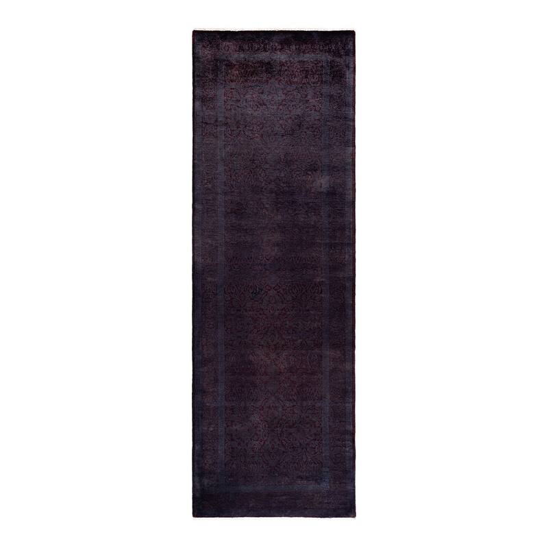 Overton Hand Knotted Wool Vintage Inspired Modern Contemporary Overdyed Purple Runner Rug - 3' 0" x 9' 3"