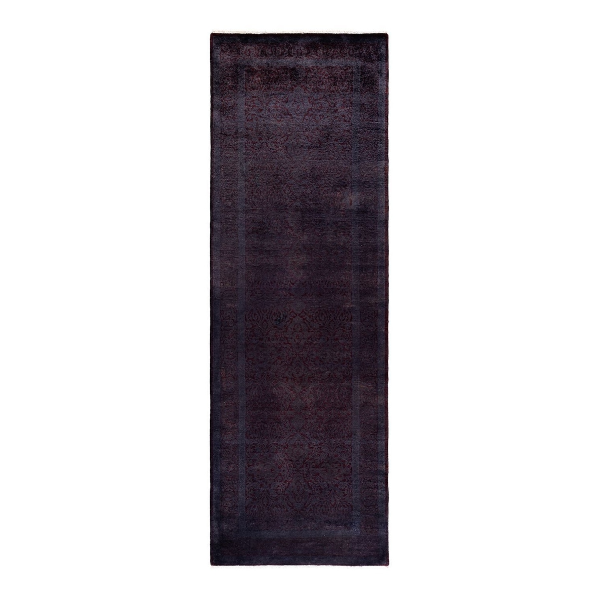 Overton Hand Knotted Wool Vintage Inspired Modern Contemporary Overdyed Purple Runner Rug - 3' 0" x 9' 3"