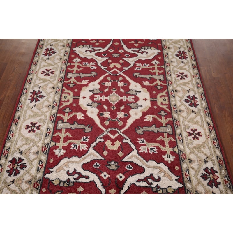 Oushak Indian Rug Hand-Knotted Transitional Floral Wool Carpet - 4'0"x 6'3"