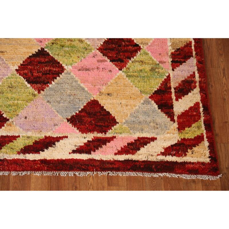 Trellis Geometric Moroccan Rug Living Room Handmade Wool Carpet - 5'3" x 6'6"