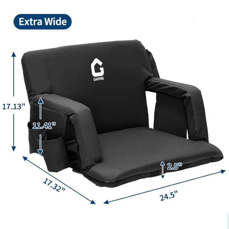 2 PCS 24.5" Reclining Bleacher Seat, Stadium Chair with Back Support Padded Cushion