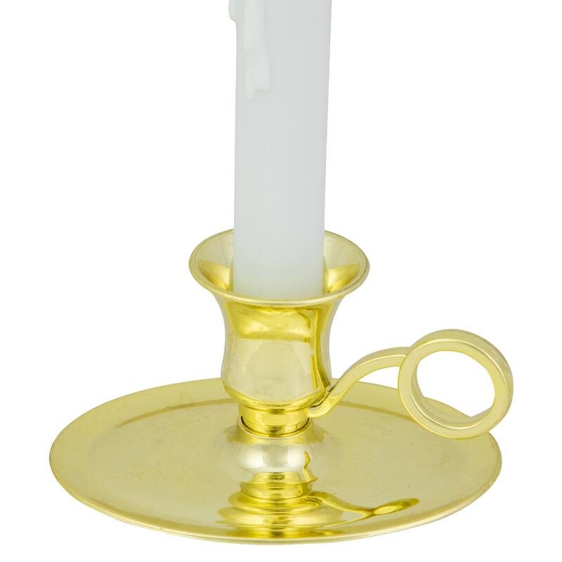 8" Pre-Lit LED White Lighted Christmas Candle Lamp with Oval Handle Base