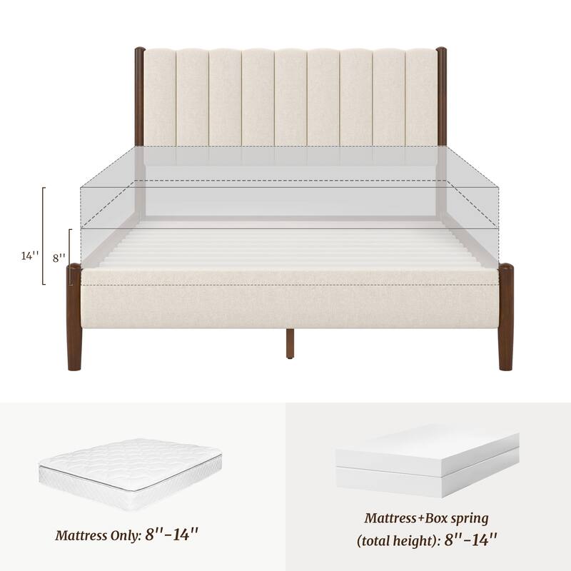 The Modern And Simple Solid Wood Bed In A Deep Walnut Tone Is Stable And Load-Bearing