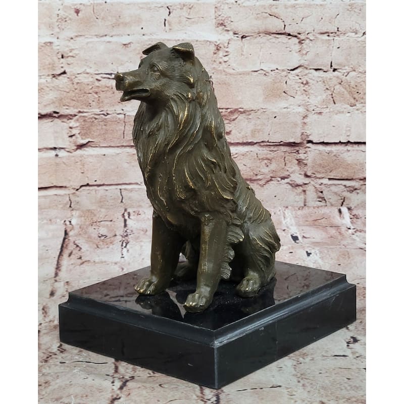 Bronze Collie Imitative Dog Statue – Loyal Companion Figurine
