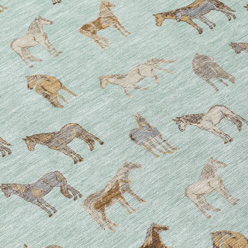 Machine Washable Indoor/ Outdoor Horses Chantille Rug