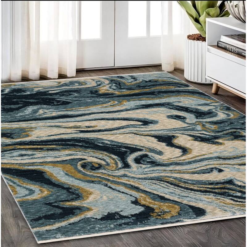 HomeRoots Abstract Modern Runner Area Rug - 92.52 in. x 62.99 in.  x 0.32 in.