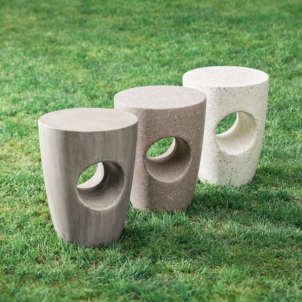 Glitzhome 18 H MGO Faux Concrete Plant Stand Accent Table Garden Stool