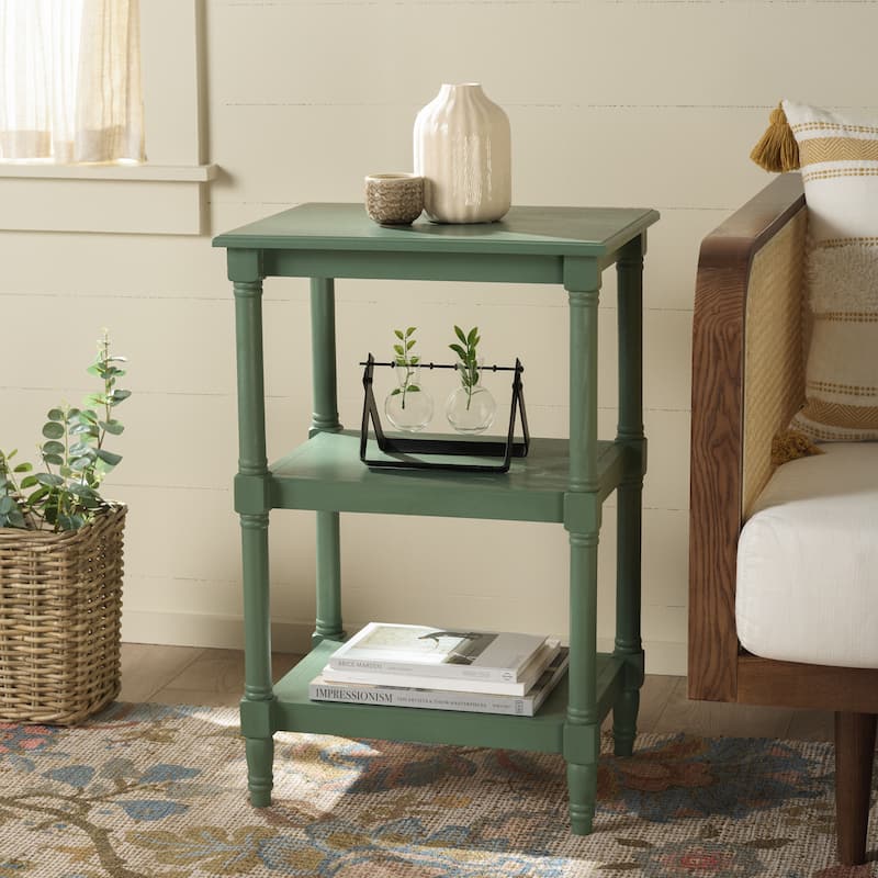 SAFAVIEH Elmira 3-Shelf Accent Table - 19.8" W x 15" L x 30" H - 20"W x 15"D x 30"H - Dusty Green