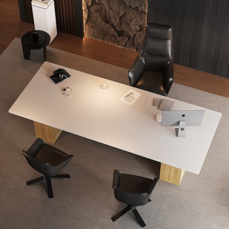 Home & Kitchen Table,118"L Large Dinning Room Table,Conference Table - 126"L - Black + White
