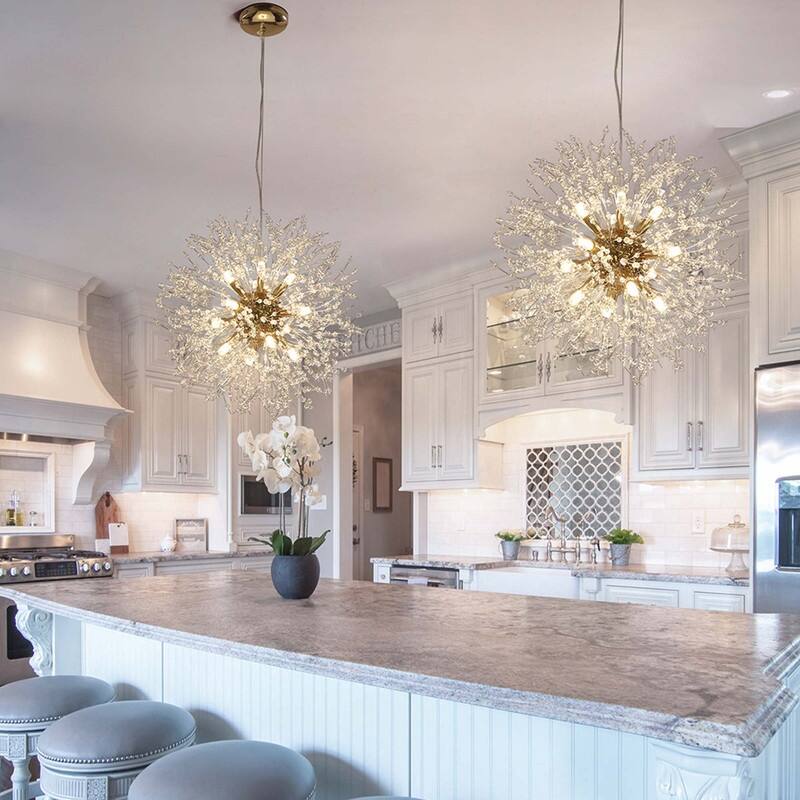 8/9/12/16-Light Modern Linear Sputnik Globe Pendant Starburst Firework Crystal Chandelier