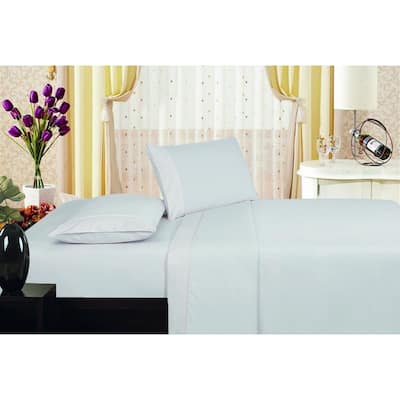 Décor&More 1800 Series Queen Size 4 Piece Vine Embossed Sheet Set - White