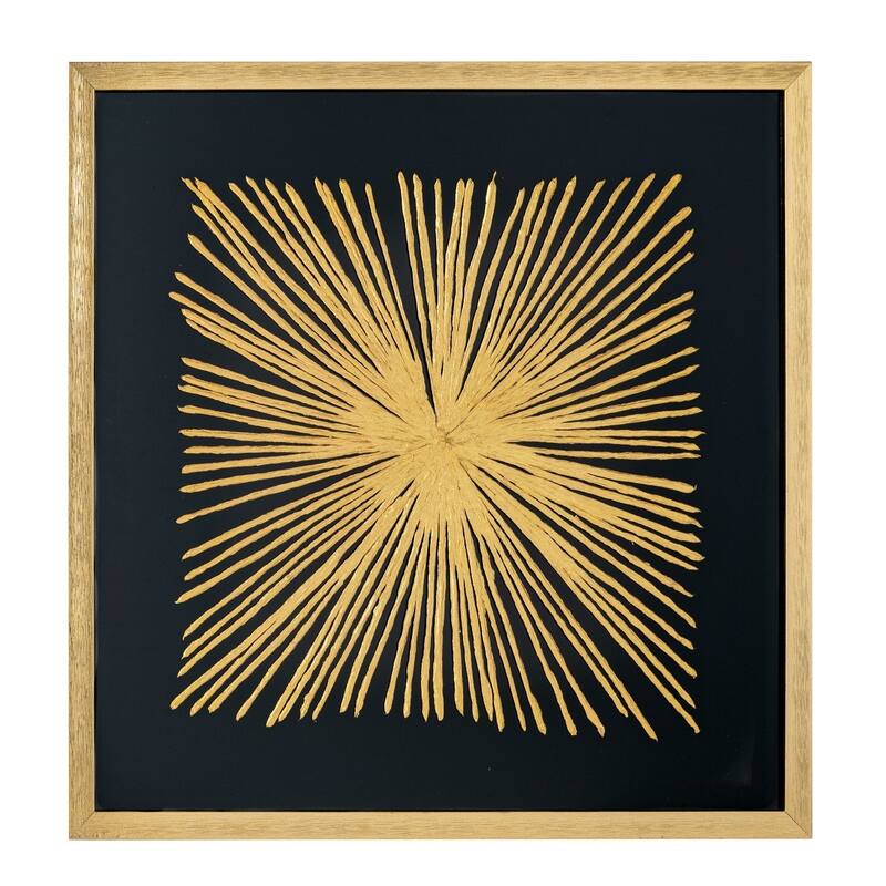 HomeRoots Starburst Gold Shadowbox Frame Textual Art Wall Art
