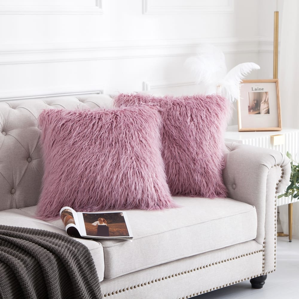 Karenne FauxFur Throw Pillow Covers (Set of 2), NO INSERT