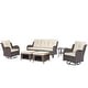 preview thumbnail 58 of 78, High Back Brown Wicker Outdoor Patio Conversation Sets with Swivel Chairs