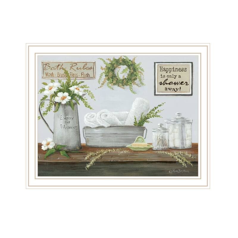 TrendyDecor4U Contemporary "Fresh Towels" Framed Print Wall Art - White