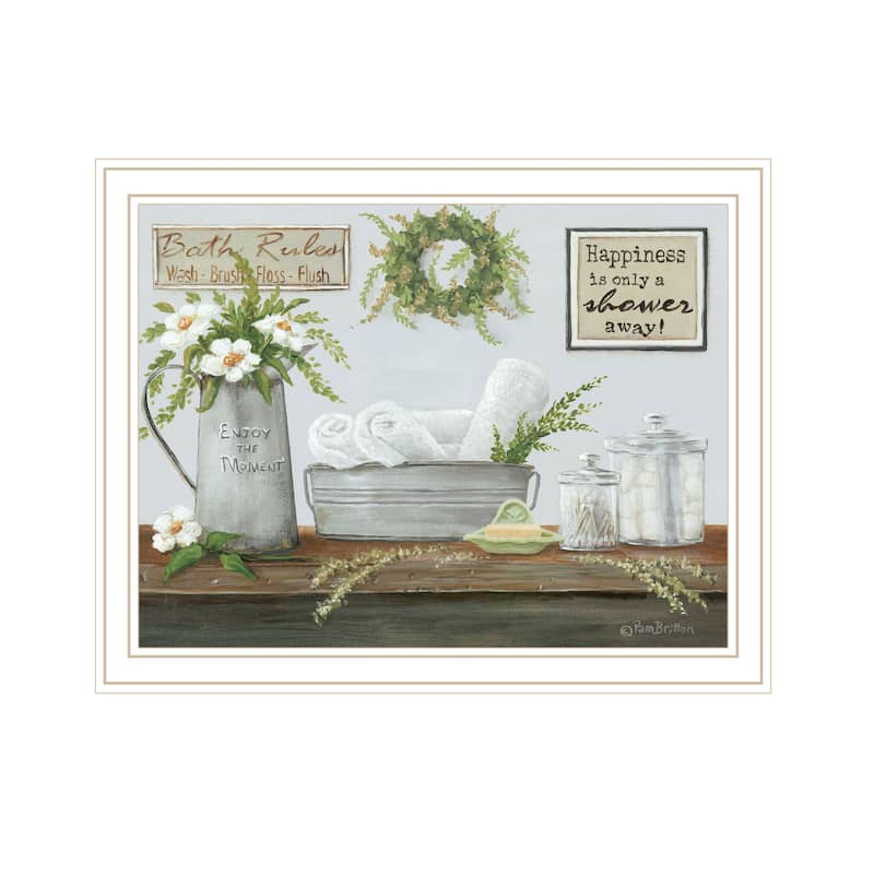 TrendyDecor4U Contemporary "Fresh Towels" Framed Print Wall Art - White