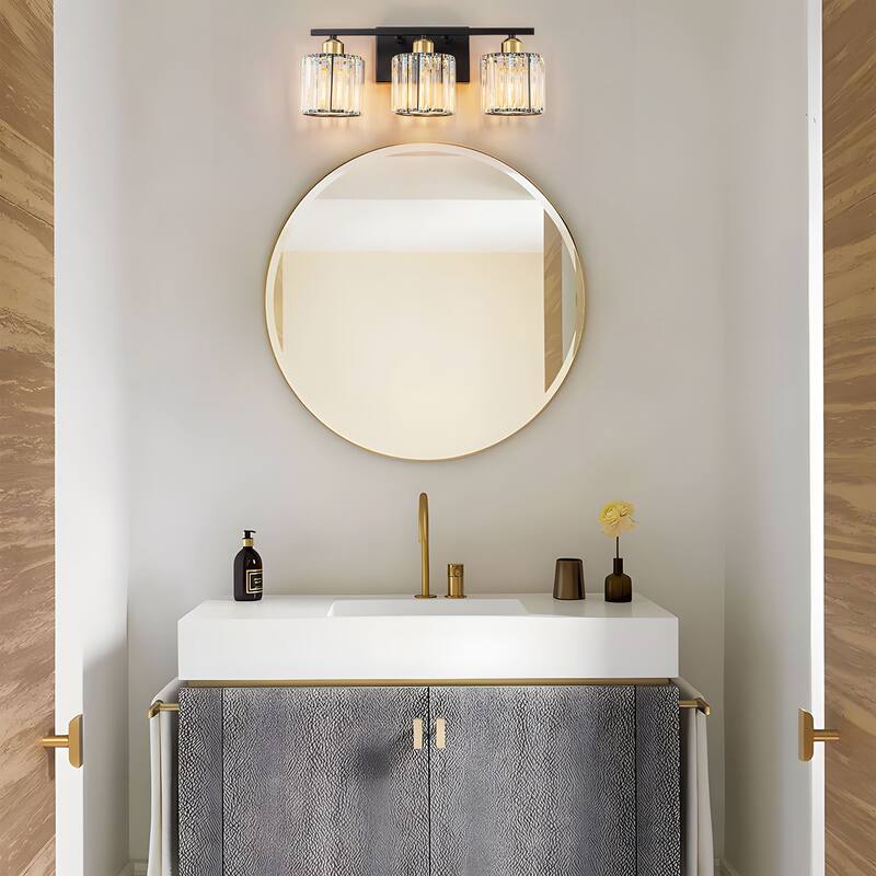 Starsky 3-Light 19inch Modern Bathroom Glass Crystal Vanity Light Wall Sconces