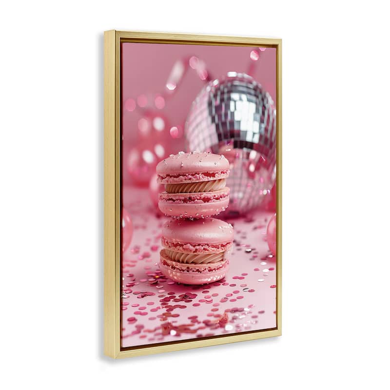 Stupell Pink Macaron Disco Framed Floater Canvas Wall Art Design By LSR Design Studio