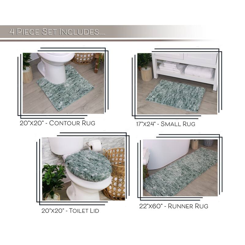 Home Weavers Cloud Comfort 100% Microfiber Bathroom Rug Non Slip Bath & Water Absorbent Soft Bath Mat 4 PC Set
