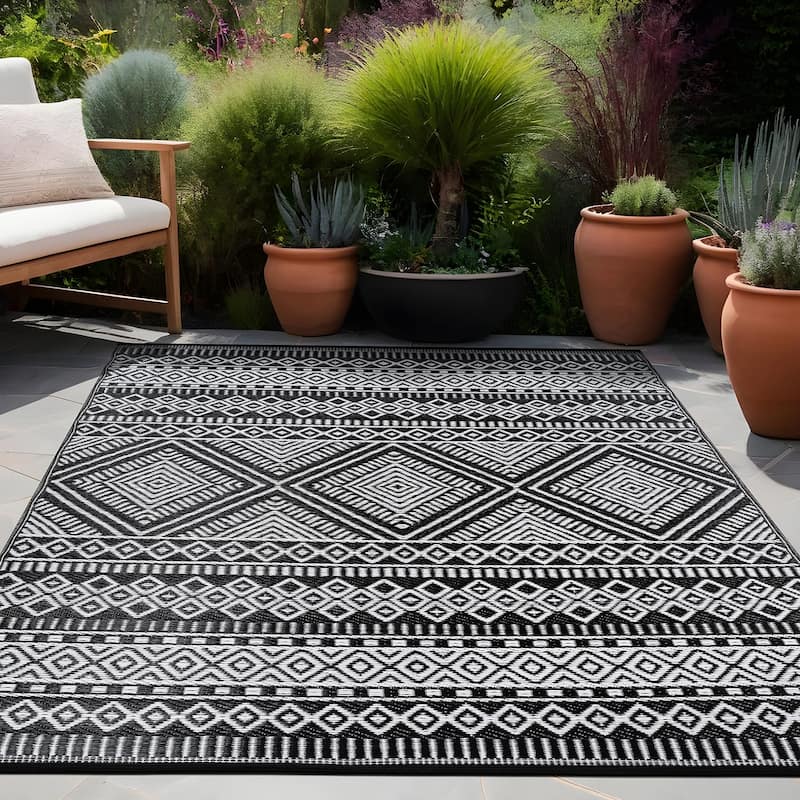 Beverly Rug Reversible Mats Plastic Outdoor Rug for Camping, Patio, Backyard, RV, Picnic, Deck - 5x7