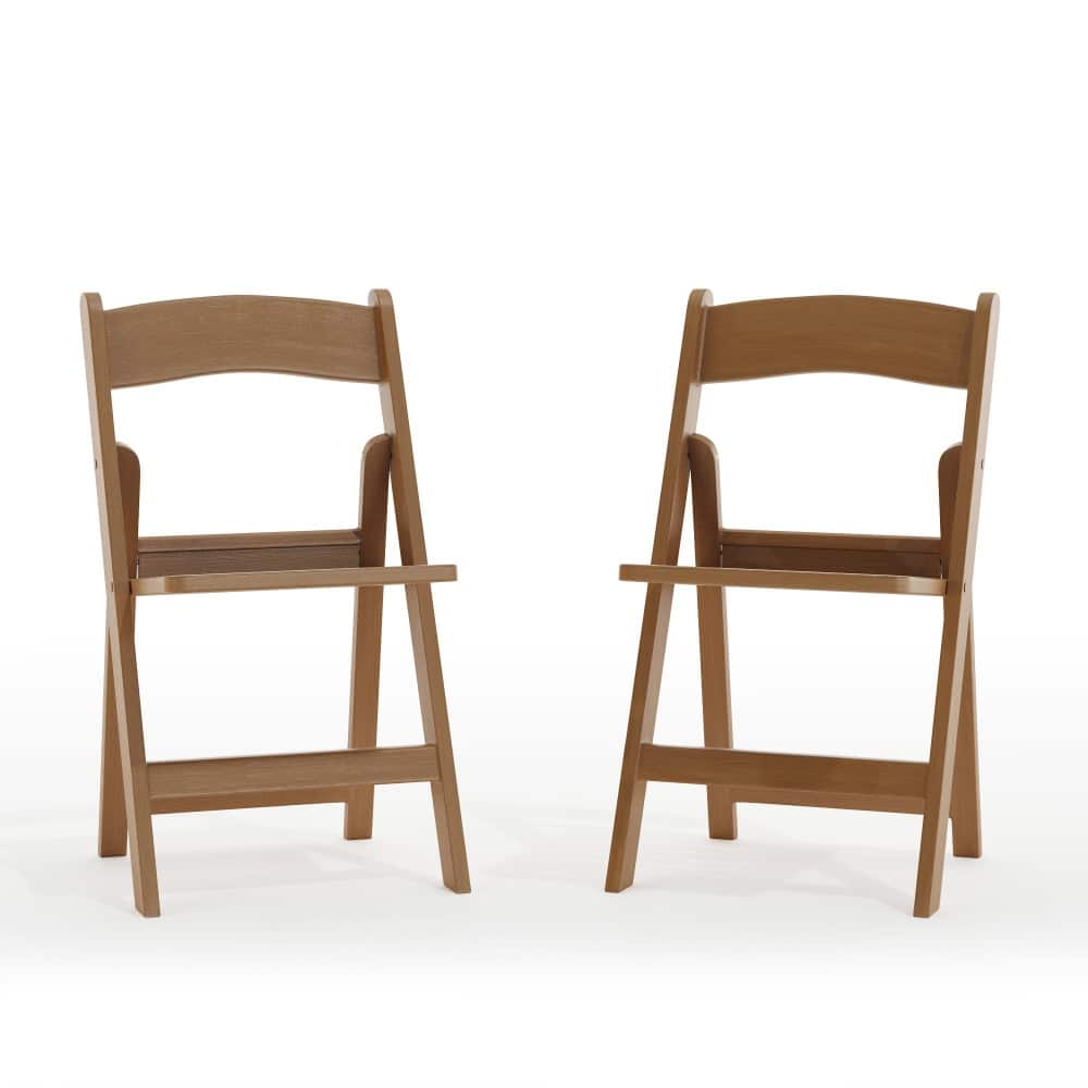2 Pack 1000 lb. Capacity White Resin Folding Chair with Slatted Seat - 18"D x 17.5"W x 30.75"H