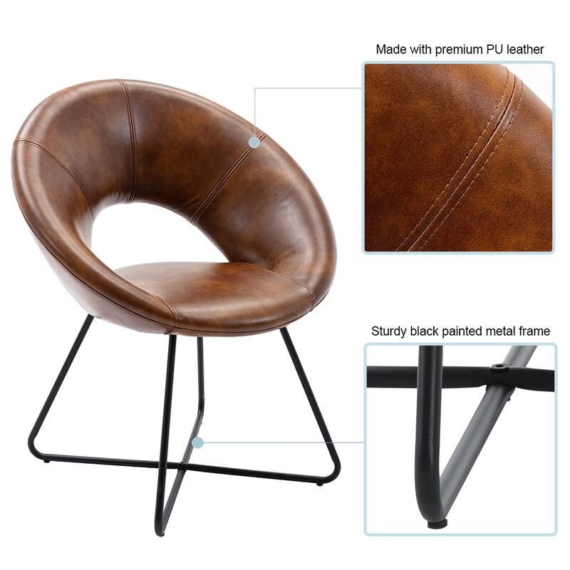 Modern Faux Leather Upholstered Accent Chair Vanity Leisure Chair