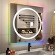 preview thumbnail 21 of 19, KIOTEE Frameless LED Frontlit & RGB Backlit Anti-Fog Tempered Glass Bathroom Vanity Mirror with ETL and 3-Year Warranty