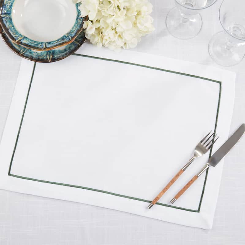 Embroidered Line Design Placemat (Set of 4) - 14"x20"