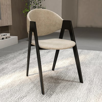 Savor Mid-Century Modern Upholstered Dining Chair with Curved Back and Iron Base for Home & Kitchen Set of 2