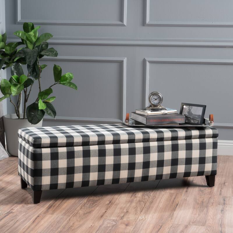 Stylish Decorative Bench with Wooden Frame, Makeup Bench, Upholstered Storage Bench with Flip Cover Hallway Bench - Black