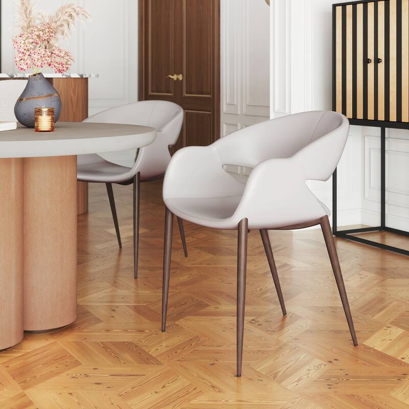 Limay Dining Chair Beige & Walnut - Beige/Walnut