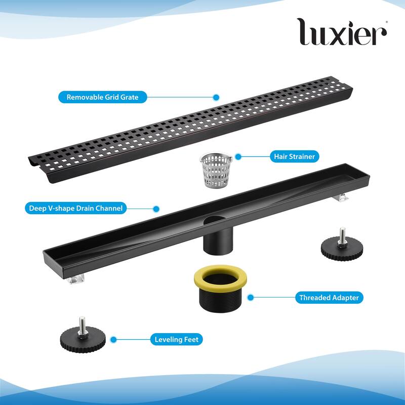 24 in. Stainless Steel Linear Shower Drain with Square Pattern Drain Cover