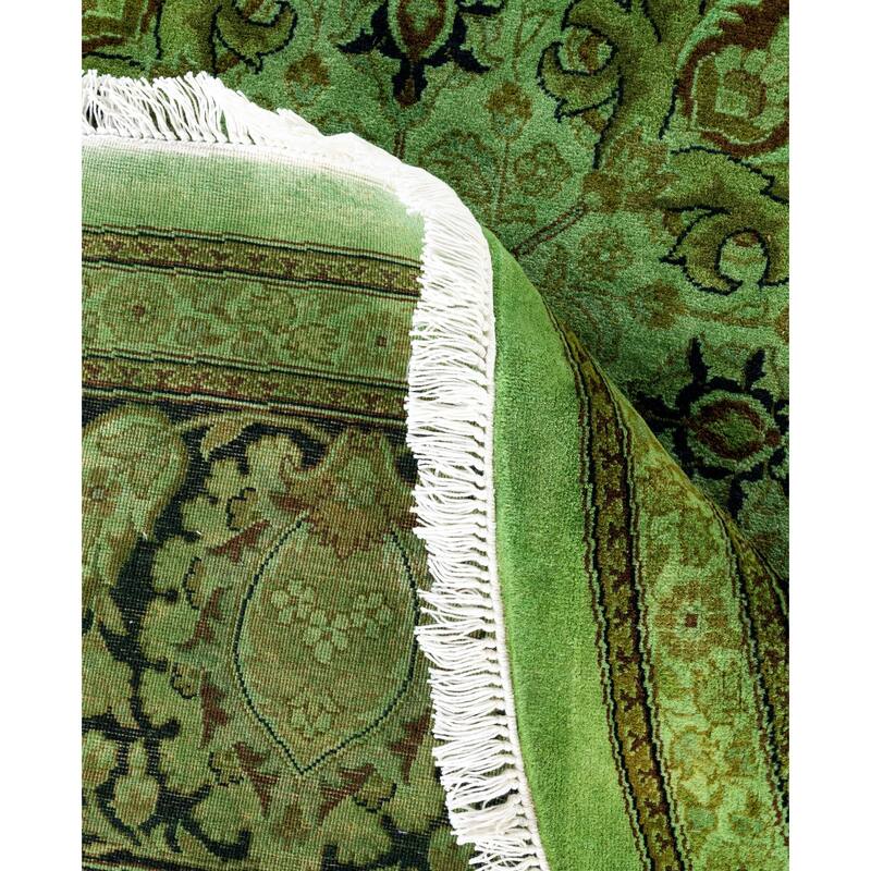Overdyed One-of-a-Kind Hand-Knotted Area Rug - Green - 9' 1" x 9' 1"