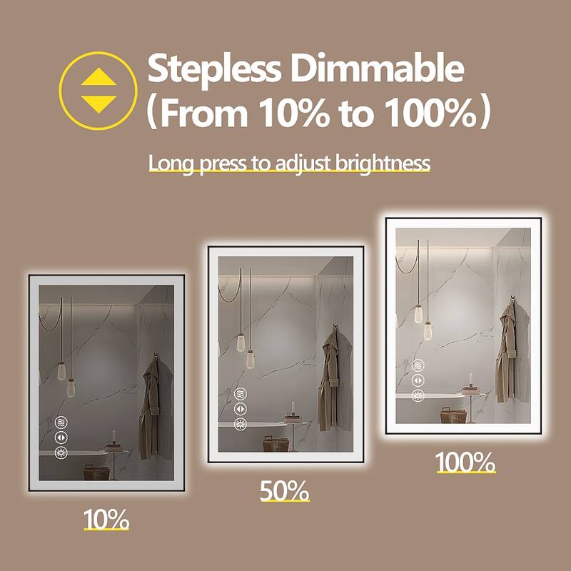 24x32 Inch Frameless LED Bathroom Mirror,Smart Mirror