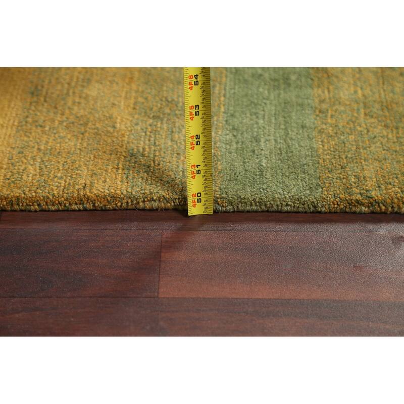 Vegetable Dye Striped Nepalese Oriental Area Rug Wool Handmade Carpet - 6'2" x 8'11"