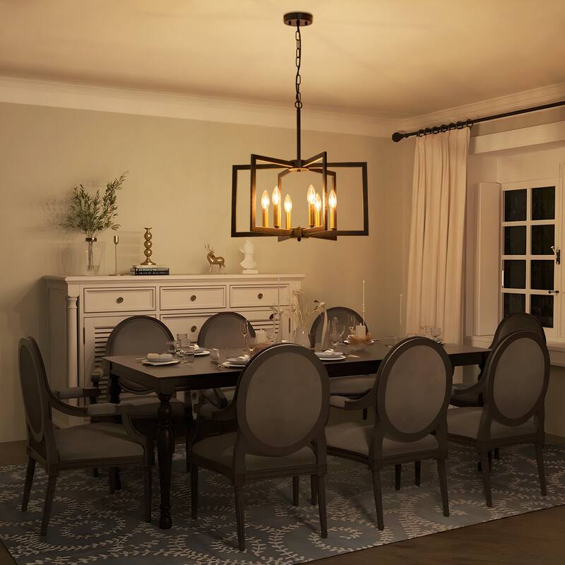 Starsky 6-Light 21in. Modern Farmhouse Unique Ceiling Lights Geometric Lantern Chandelier