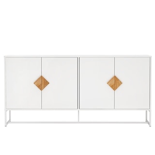 Modern 4 Doors Sideboard with Solid Wood Special Shape Handle