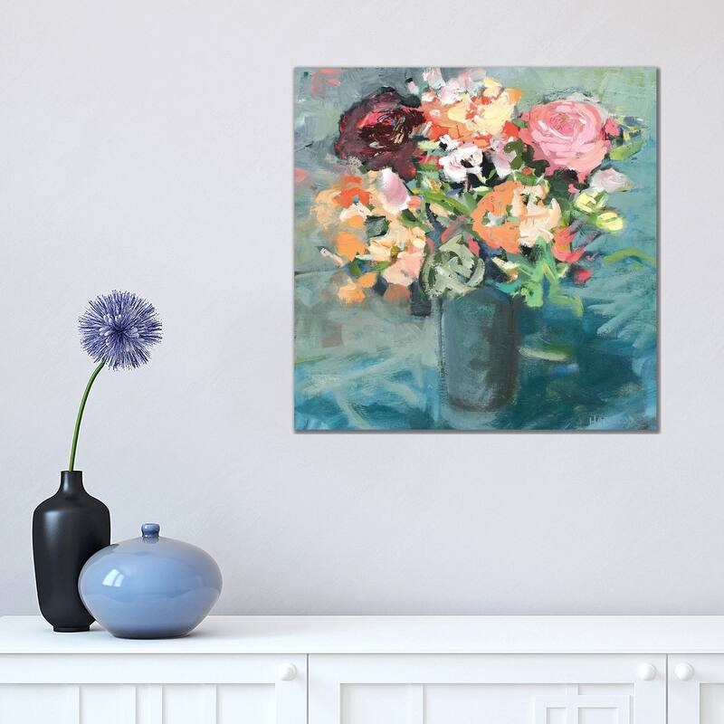 iCanvas "Teal Bouquet" by Jennifer Harwood Canvas Print - 18x18x1.5
