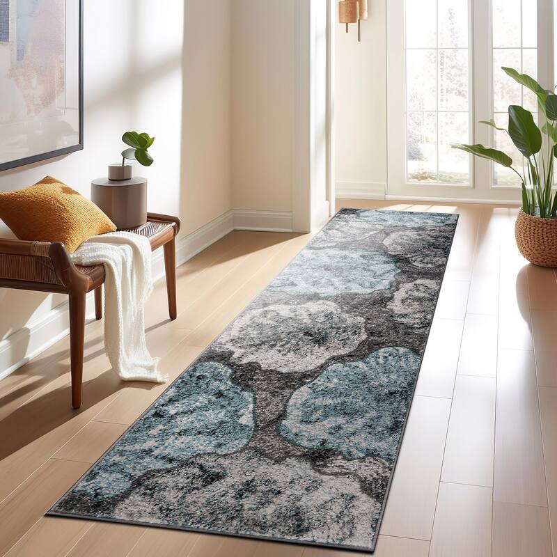 World Rug Gallery Contemporary Floral Design Black Area Rug