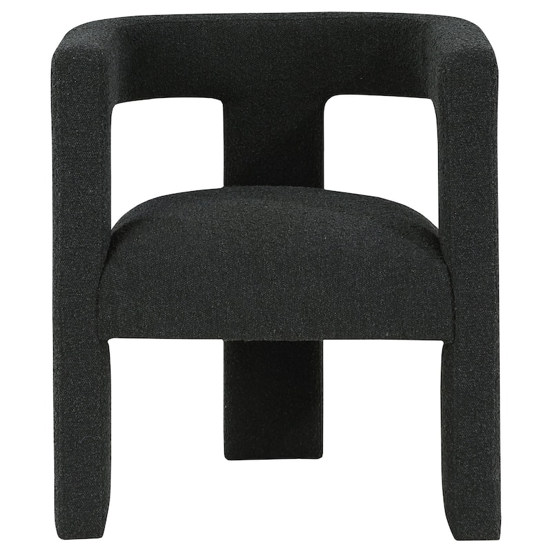 Hellen Accent Side Chair, Fully Upholstered in Black Boucle, Foam Cushion