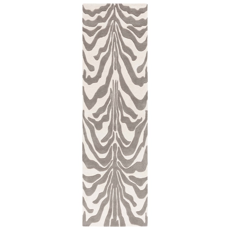 SAFAVIEH Handmade Soho Abbey Modern Wool Rug - 2'3" x 8' Runner - Ivory/Grey