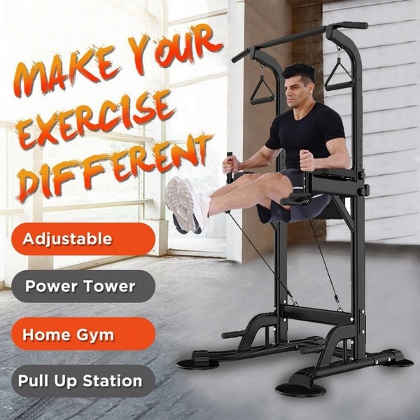 Power Tower Dip Station Pull Up Bar for Home Gym Strength Training