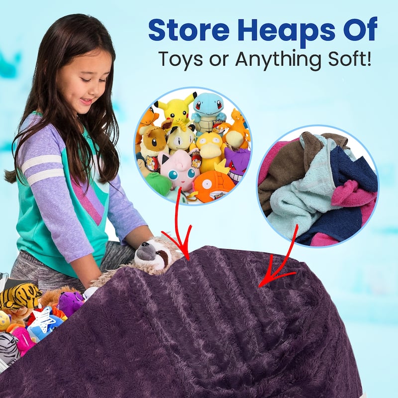 Cheer Collection Faux Fur Bean Bag and Stuffed Animal Storage Case