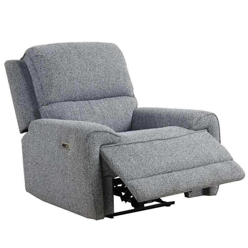 Cote Power Recliner Chair, Gray Boucle, Pillow Top Arms, Solid Wood
