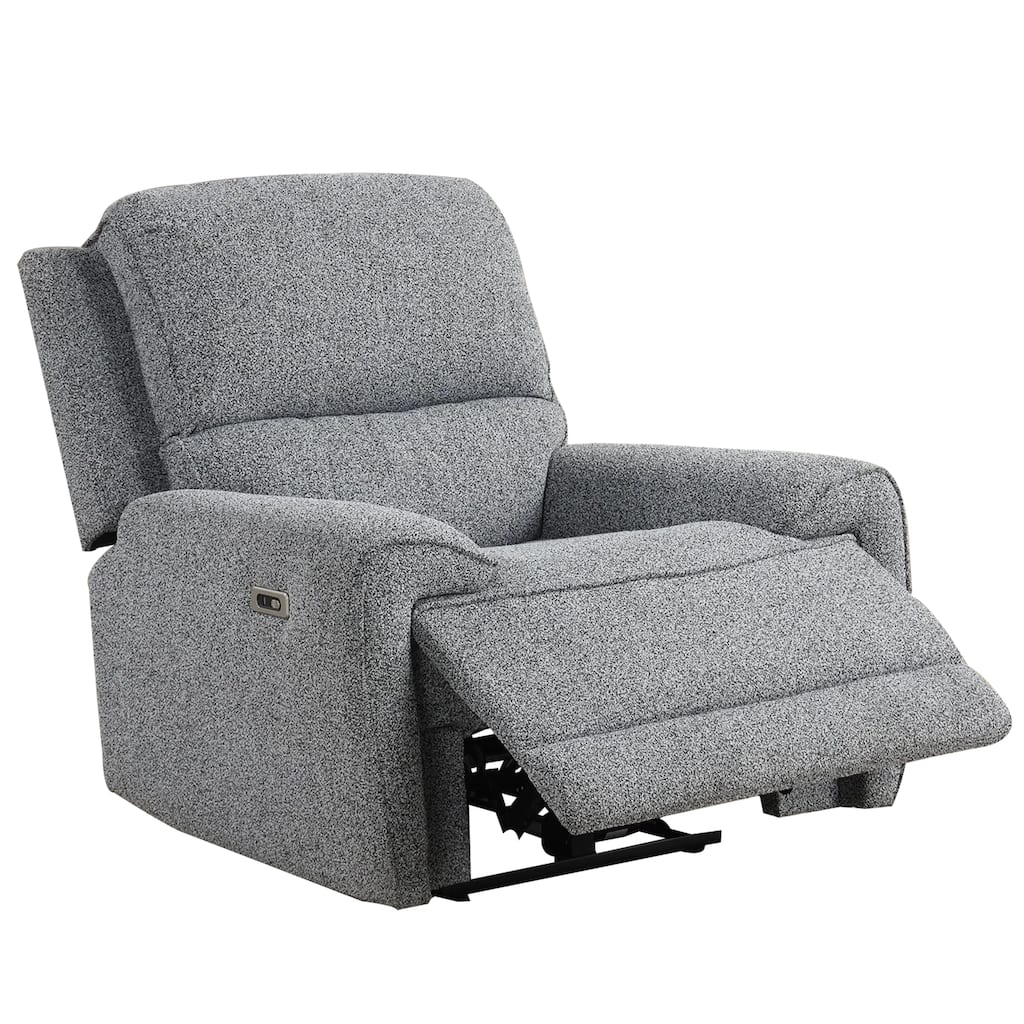 Cote Power Recliner Chair, Gray Boucle, Pillow Top Arms, Solid Wood